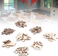 natural wood heart cutouts - set of 400 hollow wooden chips for diy crafts, unfinished handmade home decorations, weddings and parties logo