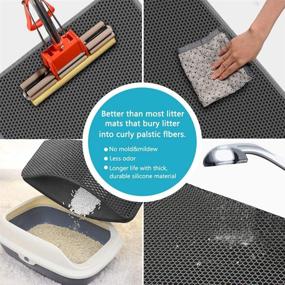 img 1 attached to 🐱 Honeycomb Double Layer Cat Litter Mat - Waterproof and Easy Clean, Urine Proof Kitty Litter Mat with Scatter Control