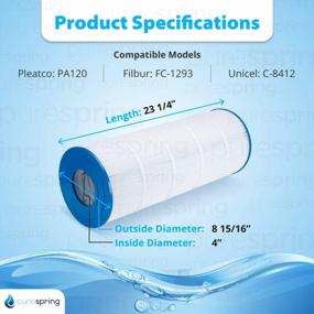 img 3 attached to High-Quality Pool Filter Cartridge Replacement Compatible With Hayward C1200 - Pleatco PA120 - CX1200RE - Unicel C-8412 - Filbur FC-1293 - Aladdin 22002 C-1200 C8412 By PureSpring