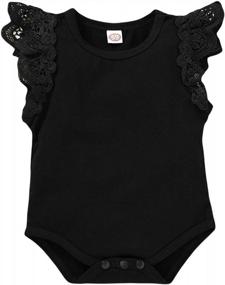 img 4 attached to Infant Toddler Baby Girls Romper Lace Flutter Sleeve Bodysuit Cotton Summer Outfits By YOUNGER TREE