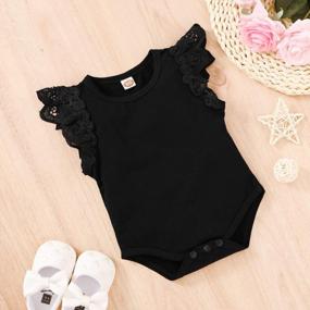 img 3 attached to Infant Toddler Baby Girls Romper Lace Flutter Sleeve Bodysuit Cotton Summer Outfits By YOUNGER TREE