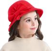 cozy girls' winter hats: 100% wool bucket hats fedoras with stylish bowknots logo