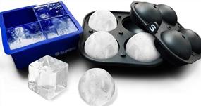 img 4 attached to SUMPRI 2.5 Inch Sphere Ice Molds & Big Ice Cube Trays 2 Pack - Novelty-Silicone Ice Ball Maker With Lid For Whiskey Glasses, Large Round Spheres - Reusable, BPA Free And Blue