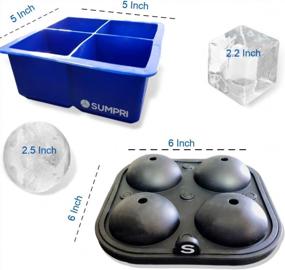 img 2 attached to SUMPRI 2.5 Inch Sphere Ice Molds & Big Ice Cube Trays 2 Pack - Novelty-Silicone Ice Ball Maker With Lid For Whiskey Glasses, Large Round Spheres - Reusable, BPA Free And Blue