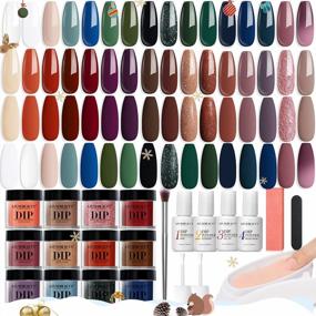img 4 attached to AzureBeauty'S 42Pcs Dip Powder Nail Kit: Get Winter-Ready With 32 Gorgeous Colors And Tools For A Salon-Quality Manicure