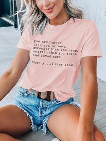 img 1 attached to Women'S Inspirational Quote T-Shirt - "You Are Braver Than You Believe" Letter Print Top