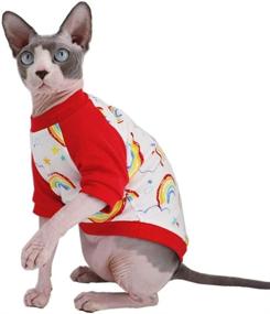 img 2 attached to Sphynx Hairless Cat Breathable Summer Cotton T-Shirts - Cute Round Collar Vest Kitten Shirts Sleeveless, Cats & Small Dogs Apparel (L (6.6-8.8 lbs), Rainbow)