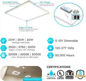 img 2 attached to LUXRITE 4-Pack 2X2 Edge-Lit Frame LED Panel Lights, 3 Color Options 3000K-5000K, 2500/3750/5000 Lumens, 20W/30W/40W Switch, Grid Drop Ceiling Lights, 0-10V Dimmable, Damp Rated, 120-277V, ETL Listed