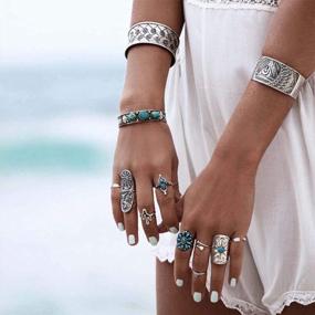 img 1 attached to 9-Pack Silver Boho Statement Rings Set For Women & Girls | Joint Knuckle Midi Stacking Rings
