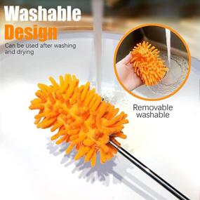 img 2 attached to 🪒 Green Extendable Microfiber Feather Duster, up to 30 in – Bendable & Washable Mini Dusters for Ceiling Fan, High Ceiling, Blinds, Furniture, Cars