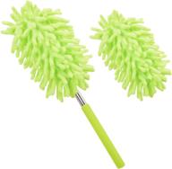🪒 green extendable microfiber feather duster, up to 30 in – bendable & washable mini dusters for ceiling fan, high ceiling, blinds, furniture, cars logo