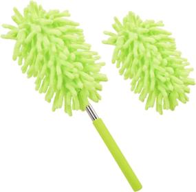 img 4 attached to 🪒 Green Extendable Microfiber Feather Duster, up to 30 in – Bendable & Washable Mini Dusters for Ceiling Fan, High Ceiling, Blinds, Furniture, Cars