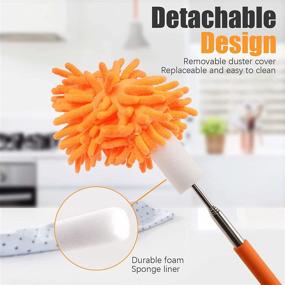 img 3 attached to 🪒 Green Extendable Microfiber Feather Duster, up to 30 in – Bendable & Washable Mini Dusters for Ceiling Fan, High Ceiling, Blinds, Furniture, Cars