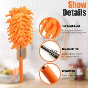 img 1 attached to 🪒 Green Extendable Microfiber Feather Duster, up to 30 in – Bendable & Washable Mini Dusters for Ceiling Fan, High Ceiling, Blinds, Furniture, Cars