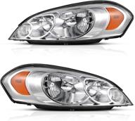 🚘 dwvo headlights assembly for 2006-2013 chevrolet impala & monte carlo - replacement headlamp driving light - chrome housing логотип