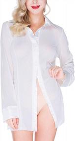 img 3 attached to Sensual And Chic: ETAOLINE Women'S Sheer Sleepshirt Pajamas With Long Sleeve Mesh Blouse
