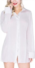 img 2 attached to Sensual And Chic: ETAOLINE Women'S Sheer Sleepshirt Pajamas With Long Sleeve Mesh Blouse