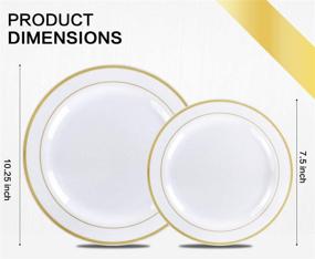 img 3 attached to MCIRCO Gold Dinnerware Set - 350 Pieces, 100 Gold Rim Plastic Plates, 50 Gold Plastic Silverware, 50 Gold Plastic Cups, 50 Linen Like Gold Paper Napkins, Disposable Gold Dinnerware Set for 50 Guests