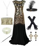 maxi mermaid hem gatsby dress with sequins, perfect for evening proms, complete with accessories set - 1920s inspired logo