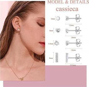 img 2 attached to Adramata'S Elegant Stud Earring Set: 8 Pairs Of Dazzling 925 Sterling Silver Earrings For Women Including Cartilage, Circle, Pearl, And Cubic Zirconia Studs