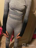 img 1 attached to Women'S 2-Piece High Waist Yoga Leggings & Long Sleeve Crop Top Activewear Set By FeelinGirl. review by William Nunes