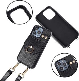 img 1 attached to Чехол для телефона AnsTOP IPhone 14 Pro через плечо: блокировка RFID, кошелек + чехол Airpods Pro - стильная защита для женщин