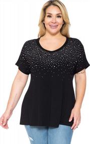 img 1 attached to Stylish Short Sleeve Swing Top With Stud Detailing For Women Of All Sizes