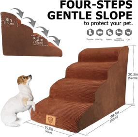 img 3 attached to Topmart High Density Foam Dog Steps 4 Tiers – Extra Wide Deep Pet Stairs for Older Dogs, Injured Pets, and Cats with Joint Pain – Non-Slip Dog Ramp for Bed – Soft Foam Dog Ladder in Brown Color