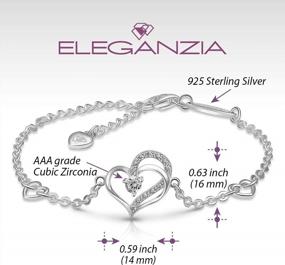 img 3 attached to ELEGANZIA Heart Bracelet Sterling Silver For Women, Cubic Zirconia Love Charm Eternity Bracelet Jewelry Anniversary Birthday Valentine For Her