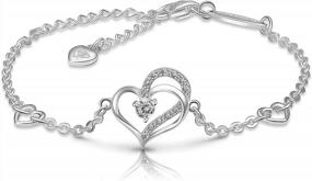 img 4 attached to ELEGANZIA Heart Bracelet Sterling Silver For Women, Cubic Zirconia Love Charm Eternity Bracelet Jewelry Anniversary Birthday Valentine For Her