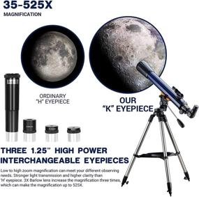 img 1 attached to 🔭 ESSLNB Telescope for Adults 700X70mm: Perfect for Kids, Beginners; Includes K4/10/20 Eyepieces, Stainless Steel Tripod, Phone Mount, and Red Dot Finderscope