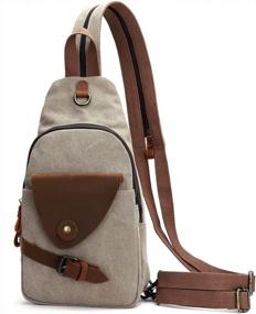 img 4 attached to Unisex Canvas Sling Backpack Crossbody Shoulder Bag For Casual Rucksack Use