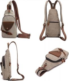 img 2 attached to Unisex Canvas Sling Backpack Crossbody Shoulder Bag For Casual Rucksack Use