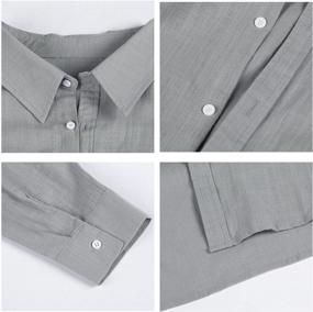 img 1 attached to Lightweight Long Sleeve Linen And Cotton Button Up Shirts For Men - Perfect For Casual Beach And Summer Wear