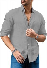 img 3 attached to Lightweight Long Sleeve Linen And Cotton Button Up Shirts For Men - Perfect For Casual Beach And Summer Wear