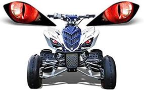 img 3 attached to 🔴 AMR Racing ATV Headlight Eye Graphics Decal Cover for Yamaha Raptor 700/250/350 - Optimal Eclipse Red SEO