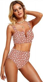 img 3 attached to Womens High Waisted Cheetah Leopard Swimsuits Bikini Sexy Padded Push Up Animal Cow Printed 2 Piece Bathing Suit