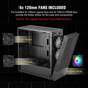 img 3 attached to Vetroo AL600 Black Mid-Tower ATX PC Case, Pre-Installed 3X120Mm ARGB Fans, 3X120Mm Regular Fans, Top 360Mm Radiator Support Mesh Computer Gaming Case, Controller Hub Included