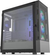 vetroo al600 black mid-tower atx pc case, pre-installed 3x120mm argb fans, 3x120mm regular fans, top 360mm radiator support mesh computer gaming case, controller hub included logo