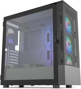img 4 attached to Vetroo AL600 Black Mid-Tower ATX PC Case, Pre-Installed 3X120Mm ARGB Fans, 3X120Mm Regular Fans, Top 360Mm Radiator Support Mesh Computer Gaming Case, Controller Hub Included