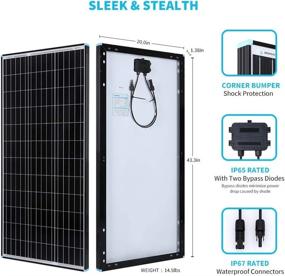 img 3 attached to Renogy 100 Watt 12 Volt Monocrystalline Solar Panel - A High-Efficiency PV Module For RV, Marine, Rooftop, Farm, Battery And Off-Grid Applications In Black Frame-100W