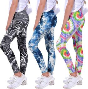 img 4 attached to Quedoris 3 Pack Mermaid 🧜 Printed Leggings - Girls' Clothing Leggings