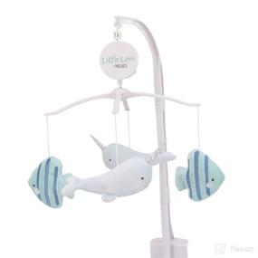 img 3 attached to 🐋 NoJo Underwater Adventure - Narwhals & Fish Navy, Grey & Light Blue Musical Mobile: A Soothing Melody for Little Ocean Explorers!