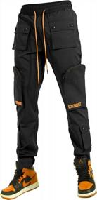 img 4 attached to Mens Hip Hop Utility Nylon Cargo Pants 3D Pockets Tapered Fit Bottoms Premium Multifunctional Fabric