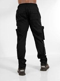 img 1 attached to Mens Hip Hop Utility Nylon Cargo Pants 3D Pockets Tapered Fit Bottoms Premium Multifunctional Fabric