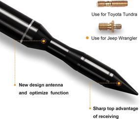 img 2 attached to 🚙 Premium UOFFROAD Antenna Replacement Accessories for Jeep Wrangler JL/JK/JT & Toyota Tundra - Durable Aluminum, Sleek Black Design