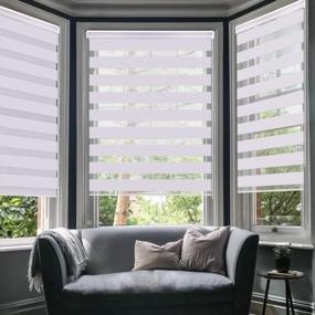img 4 attached to LUCKUP White Horizontal Zebra Dual Roller Blinds Day And Night Curtains - Easy To Install 17.7" X 59" Window Shade - Optimal For SEO