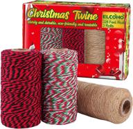 elcoho 3 rolls christmas twine natural jute string cotton twine for gift wrapping diy crafts gardening，984 feet totally (mixed color logo