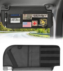 img 4 attached to F150 F250 F350 2015-2022 Passenger Side Truck Sun Visor Panel Organizer With Molle Tactical, Visor Sunglass Holder Tool Storage Pouch By ISSYAUTO