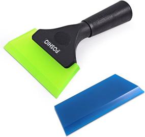 img 4 attached to FOSHIO Squeegee Scraper Shower Mirror Glass Wiper Window Cleaner With 1 Extra Rubber Blade Non-Slip Handle For Auto Window Tint Tool Home